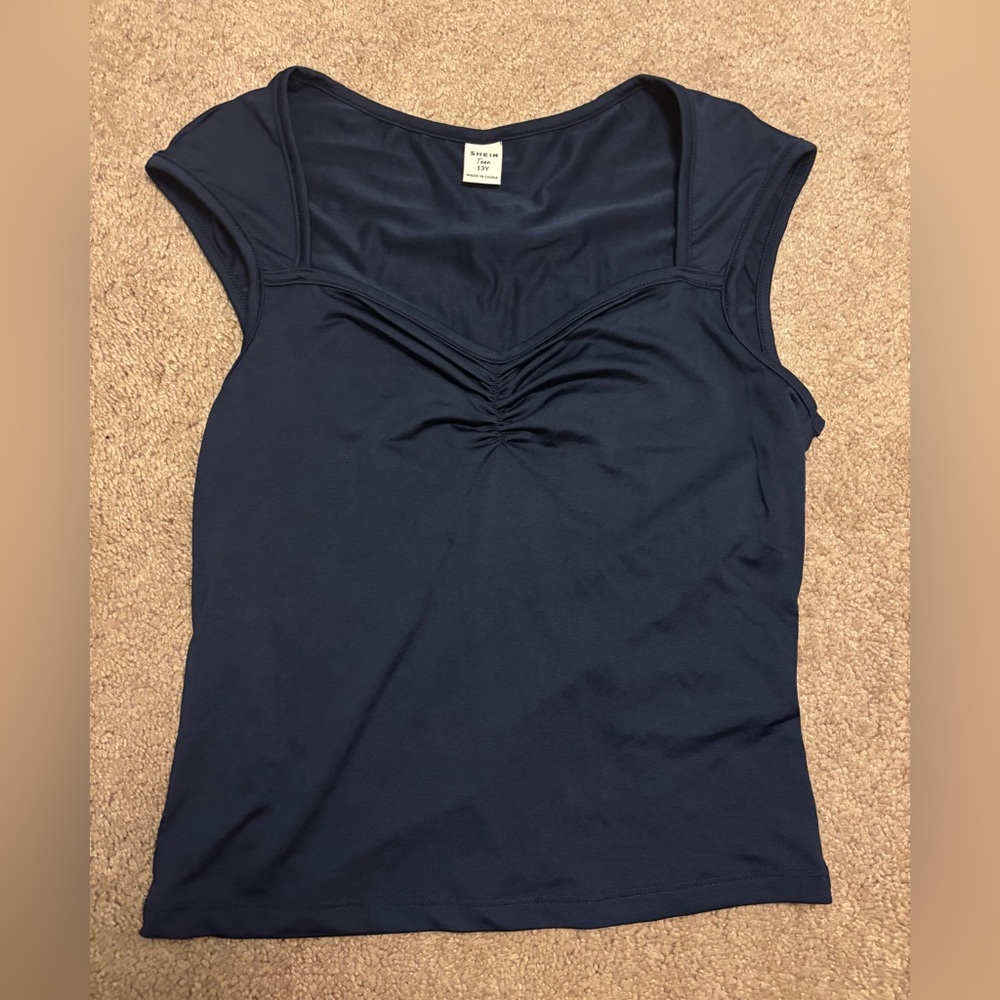 SHEIN Dark Blue Teen Top